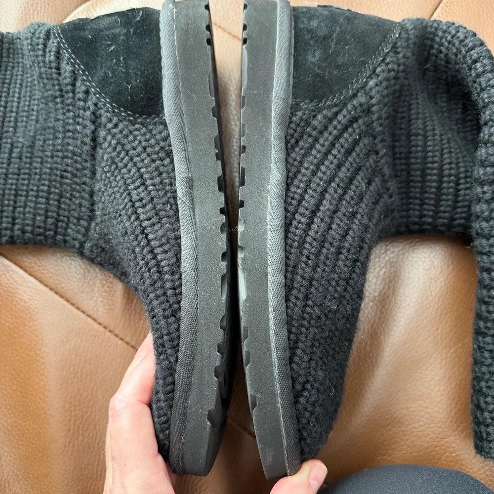 UGG Black Sweater Knit Button Boots Size 6